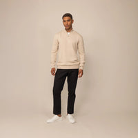 Man wearing Marame Tapered Chinos in Black, front view | black