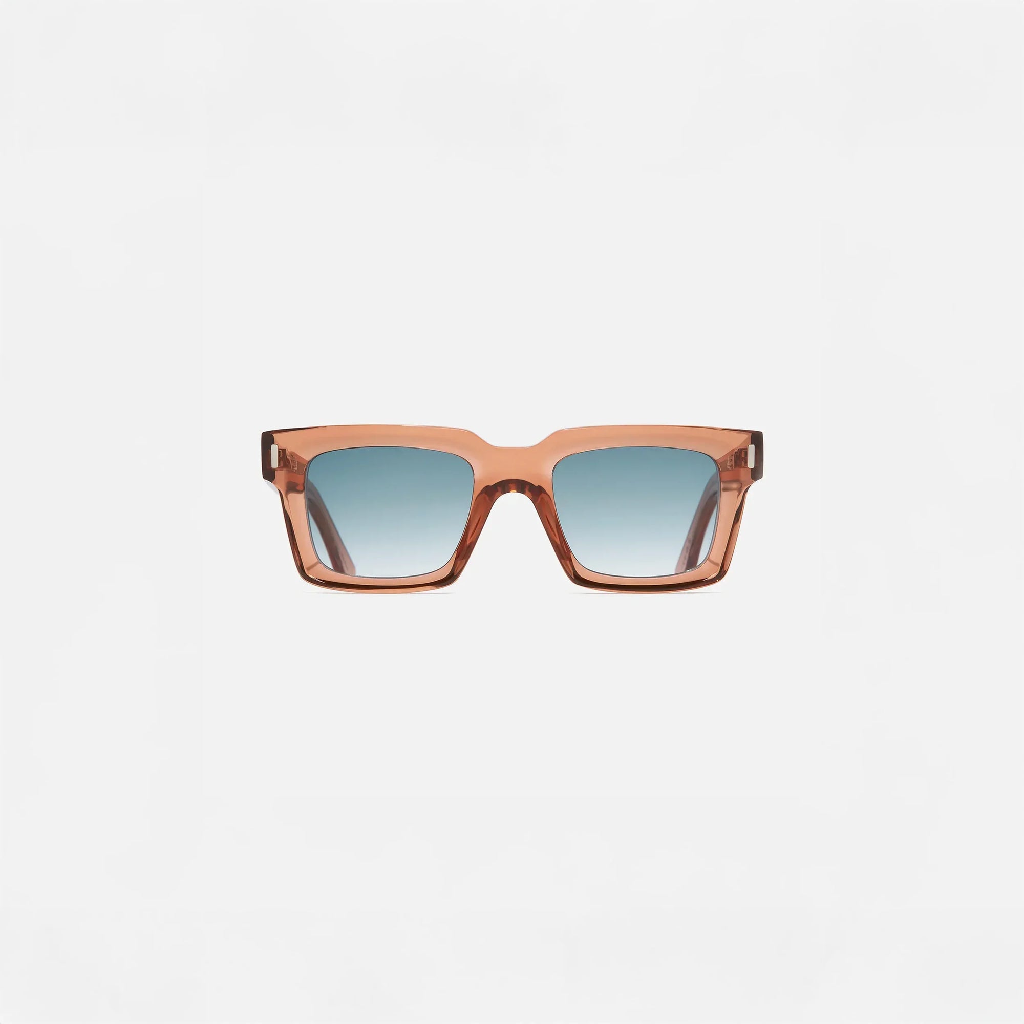 Cutler and Gross Square Sunglasses 1386 in Crystal Peach, front view.|crystal peach