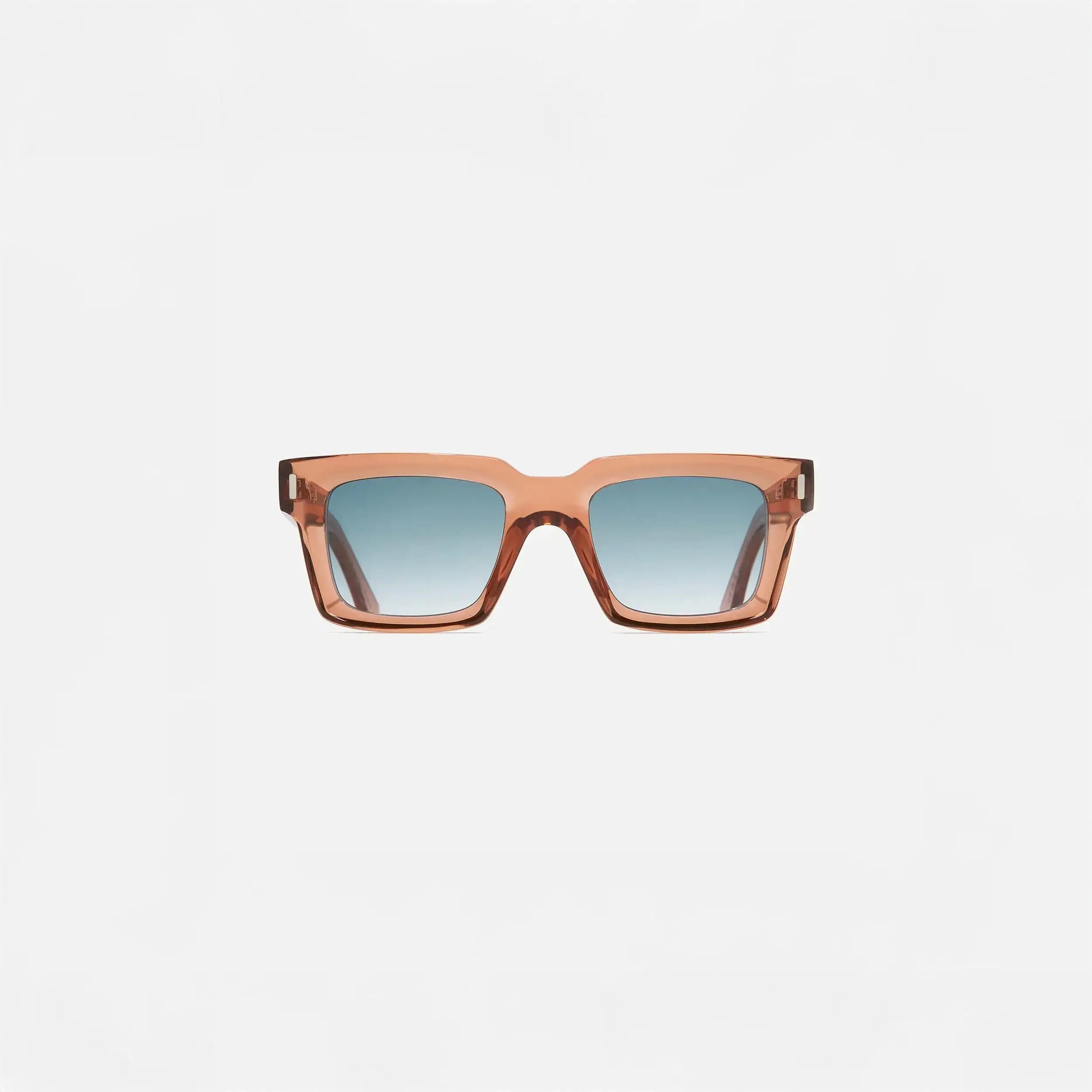 Cutler and Gross Square Sunglasses 1386 in Crystal Peach, front view.|crystal peach