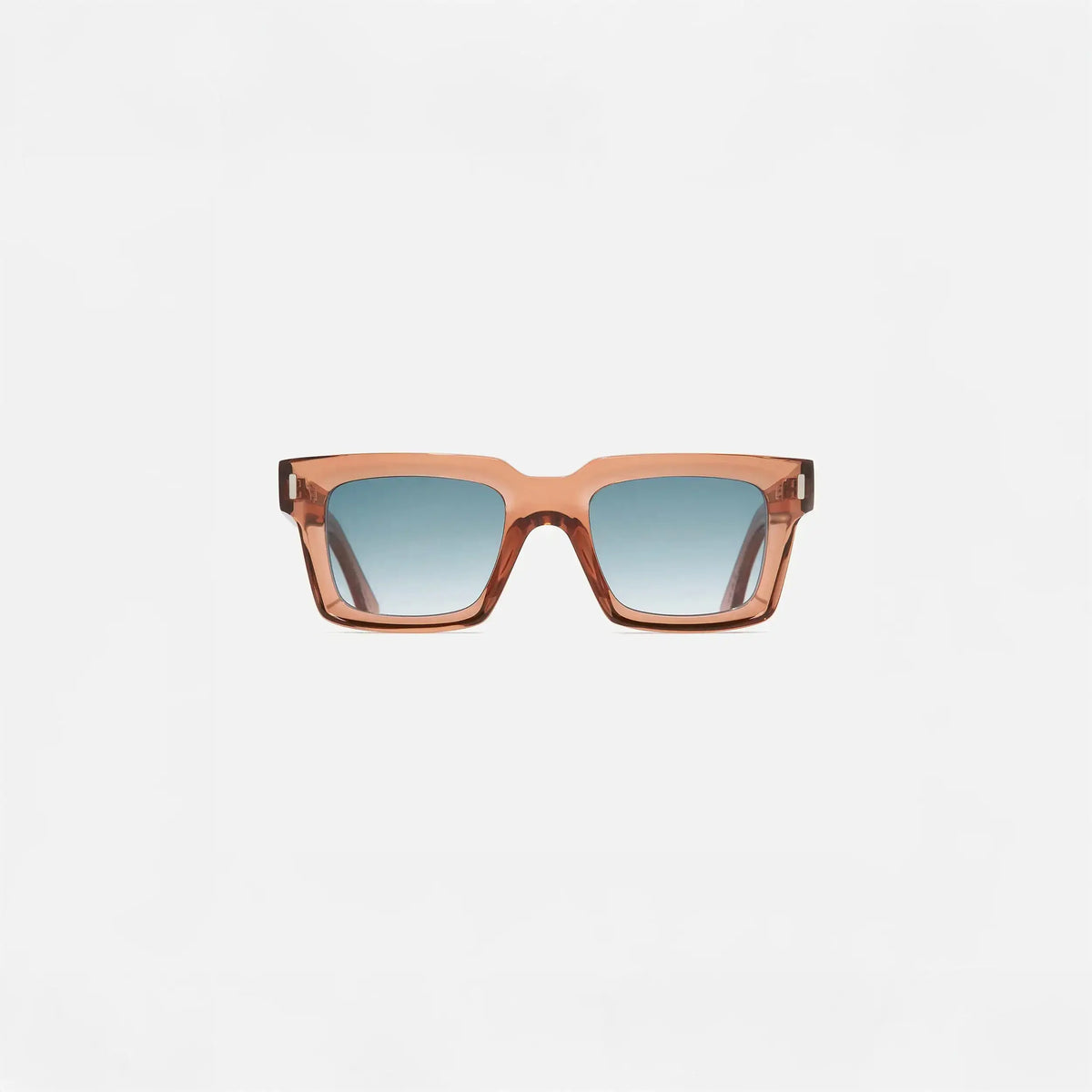 
Cutler and Gross Square Sunglasses 1386 in Crystal Peach, front view.