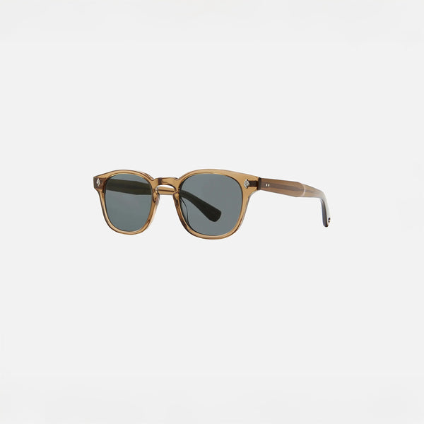 Garrett Leight Ace Sun Sunglasses in Caramel, side view.