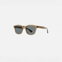 Garrett Leight Ace Sun Sunglasses in Caramel, side view.