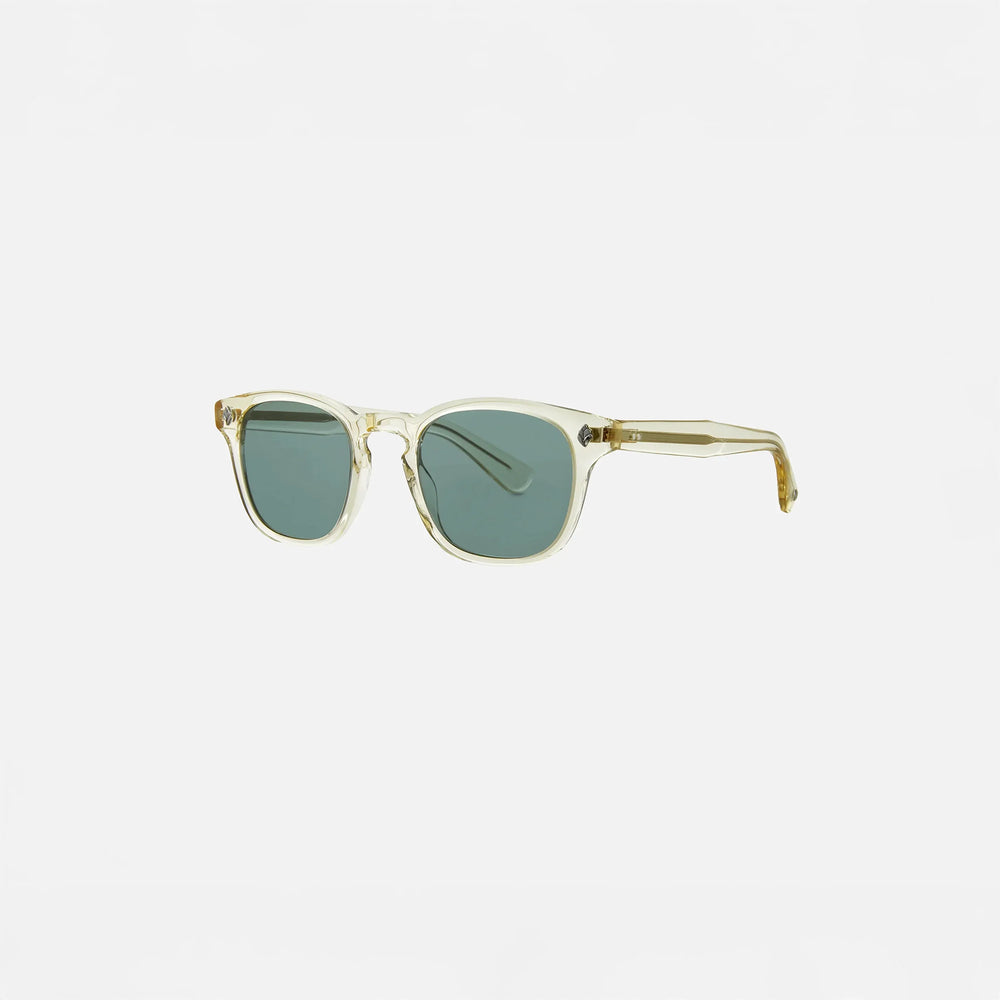 Garrett Leight Ace Sun Sunglasses in Pure Glass, side view.