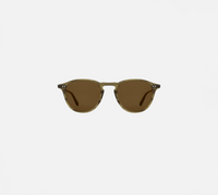 Garrett Leight Hampton Sun Sunglasses in Olive Tortoise, front view.