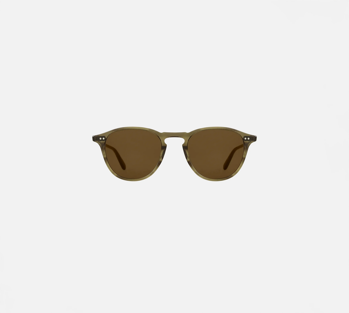 
Garrett Leight Hampton Sun Sunglasses in Olive Tortoise, front view.
