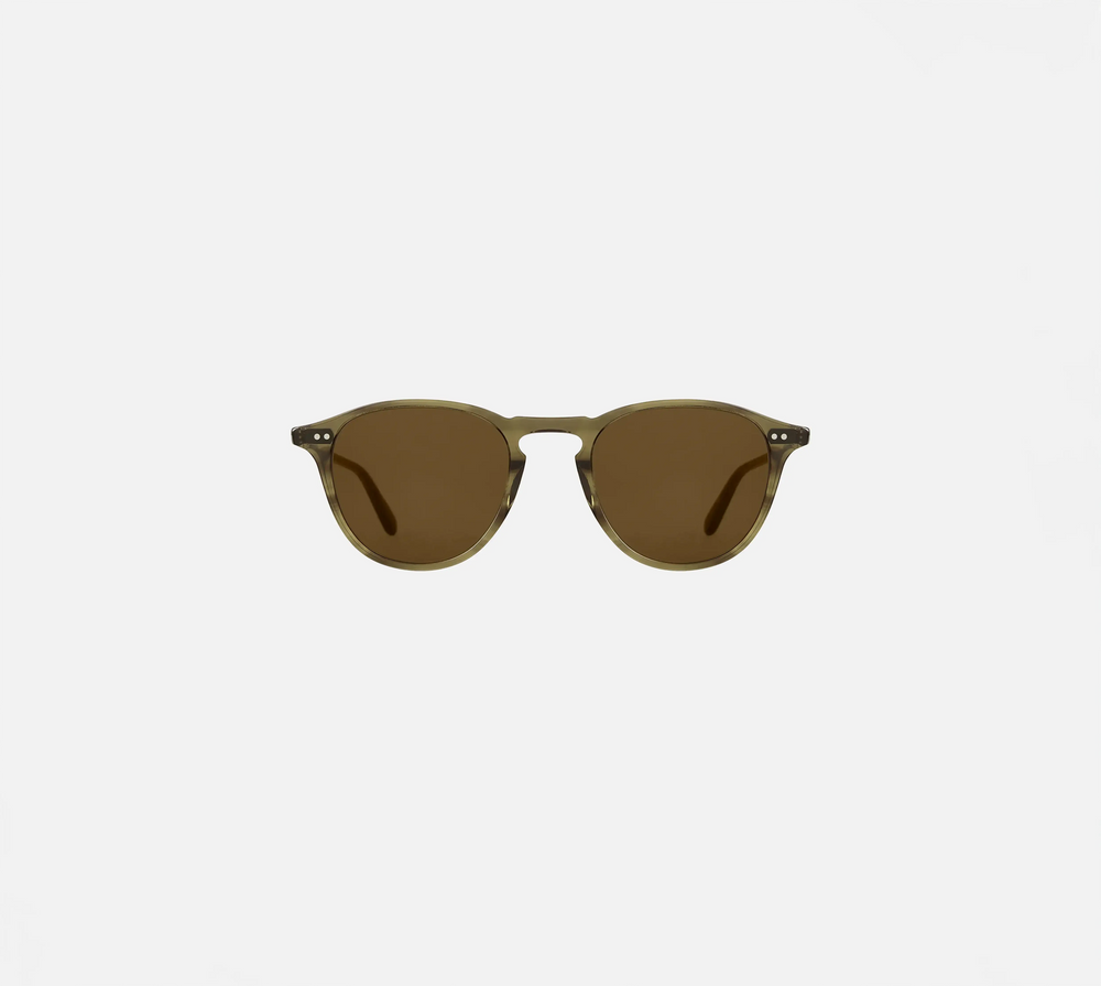Garrett Leight Hampton Sun Sunglasses in Olive Tortoise, front view.|olive tortoise