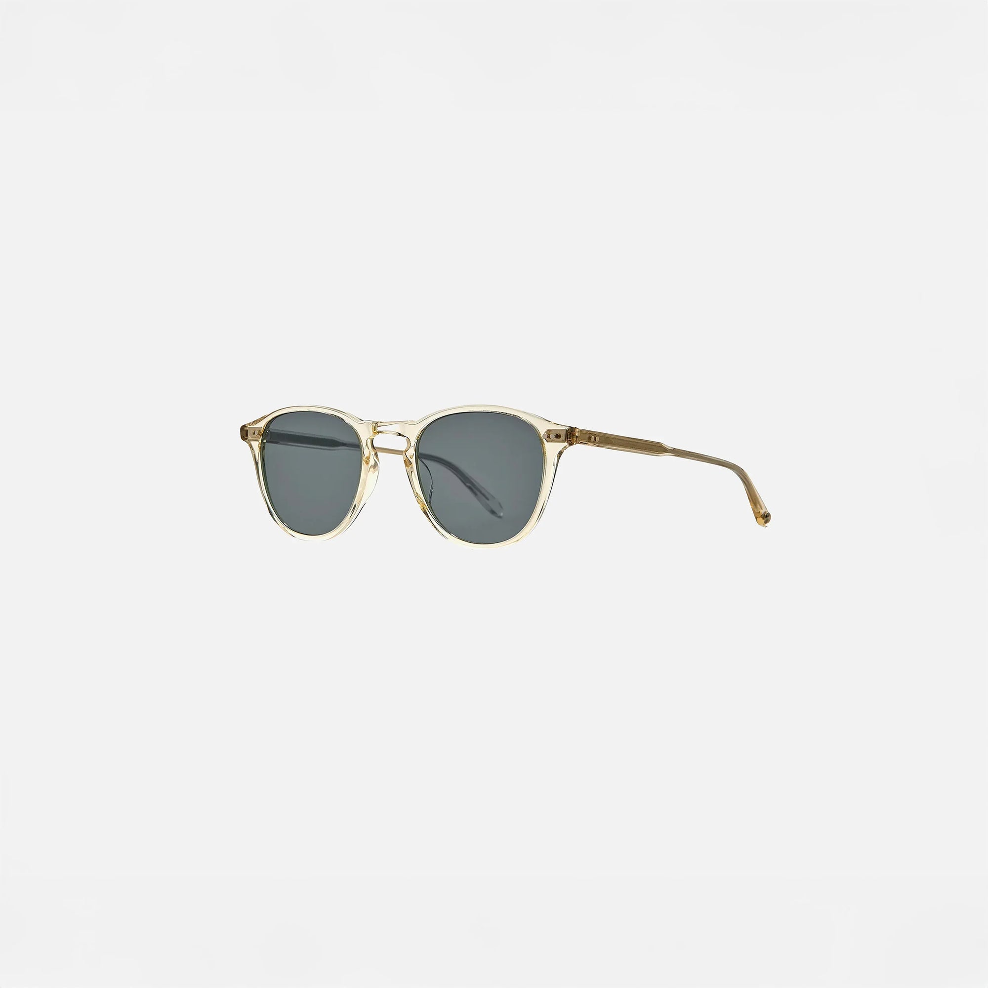 Garrett Leight Hampton Sun Sunglasses in Pure Glass, side view.|pure glass
