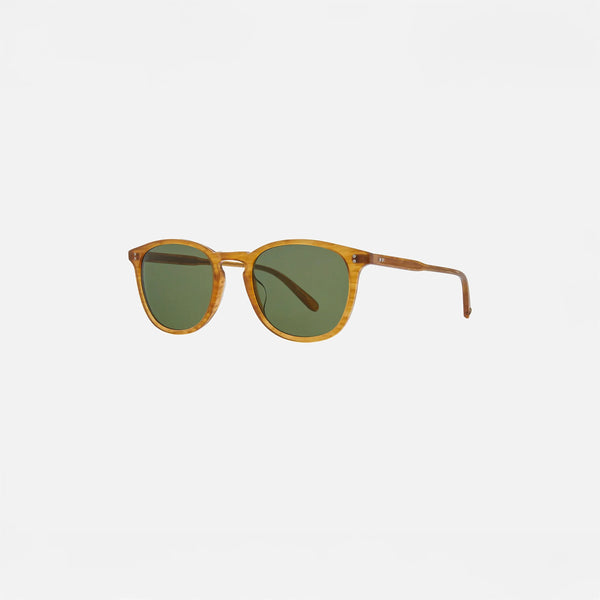 Garrett Leight Kinney Sun Sunglasses in Butterscotch, side view.