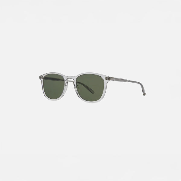Garrett Leight Kinney Sun Sunglasses in Light Light Grey, side view.