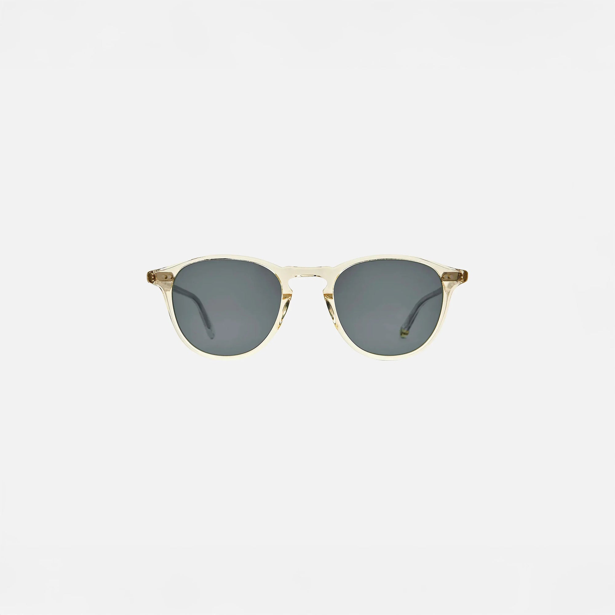 Garrett Leight Hampton Sun Sunglasses in Pure Glass, front view.|pure glass