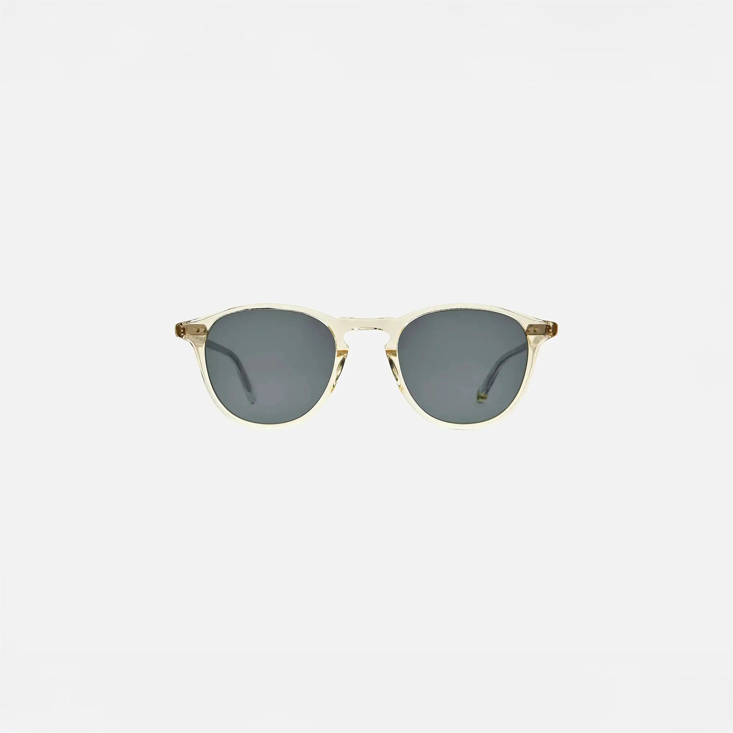 Garrett Leight Hampton Sun Sunglasses in Pure Glass, front view.|pure glass