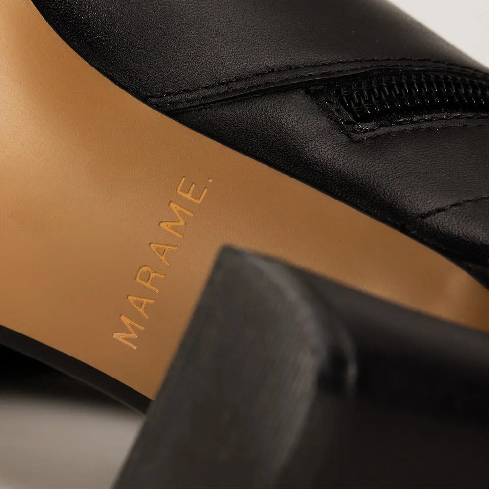 Marame Leather Ankle Boots in Black, closeup.