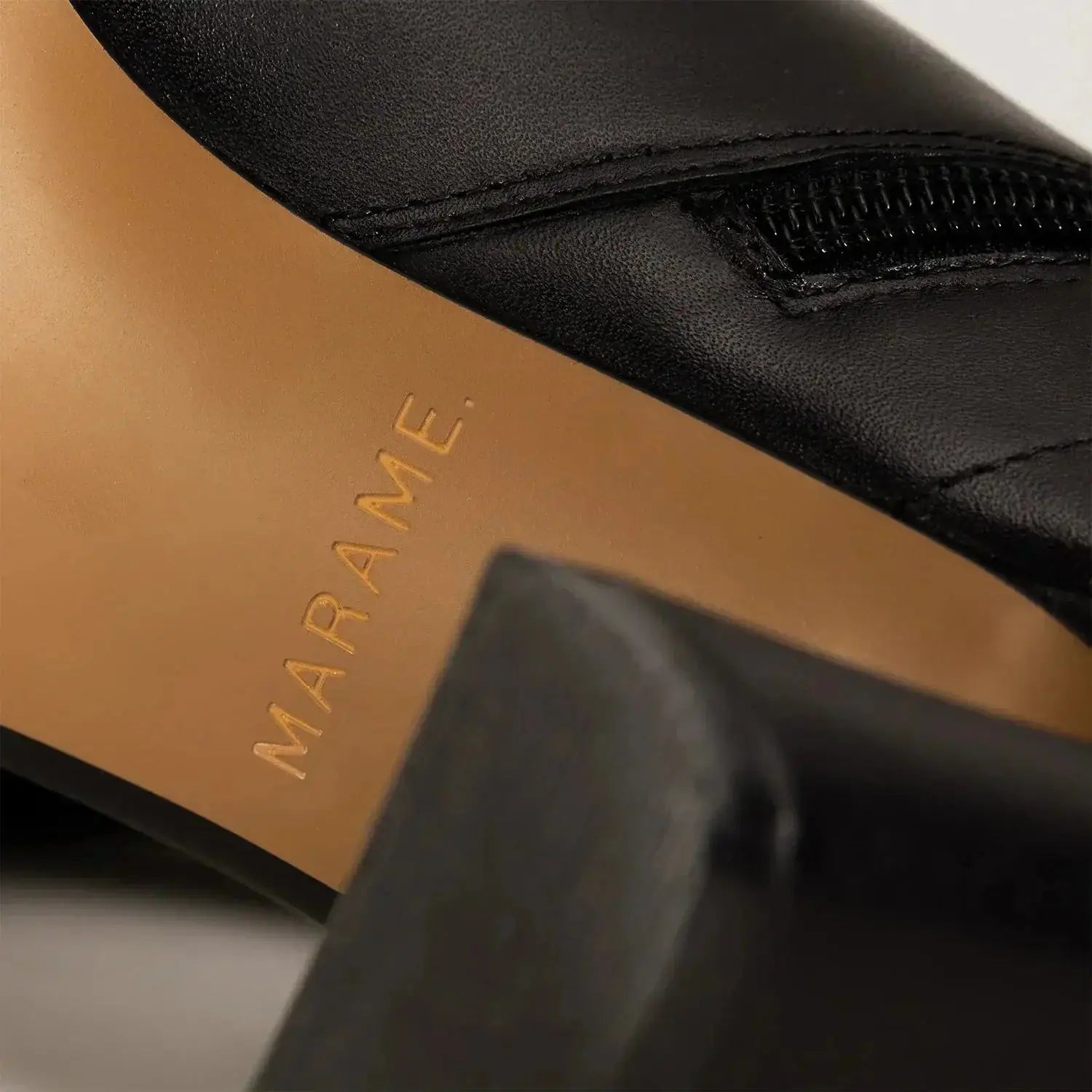Marame Leather Ankle Boots in Black, closeup. |black
