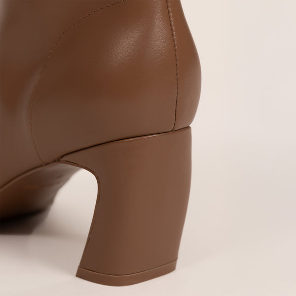 Marame Leather Ankle Boots in Brown, closeup.