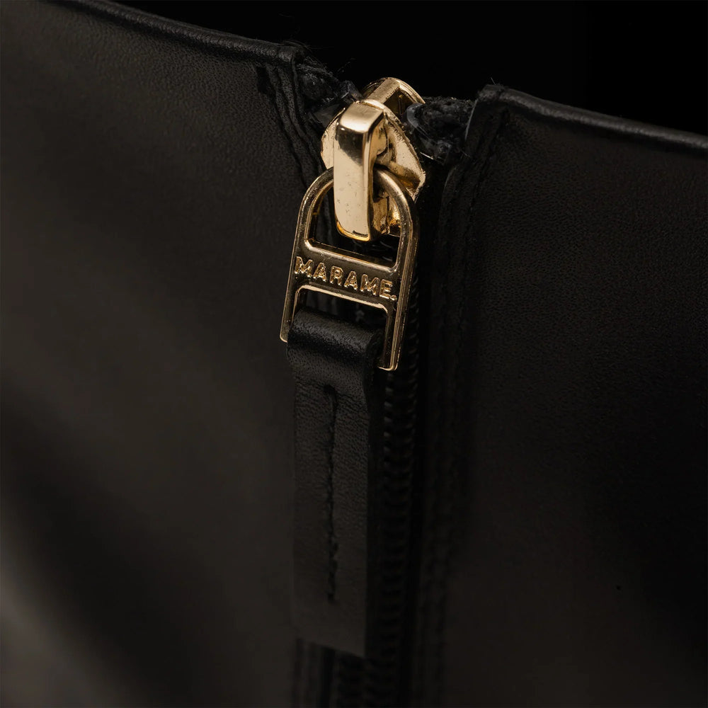 Marame Leather Ankle Boots in Black, detail.