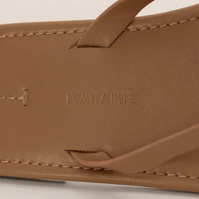 Marame Leather Flip Flops in Brown, detail |brown