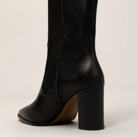 Marame Leather Knee-High Boots in Black, closeup. |black