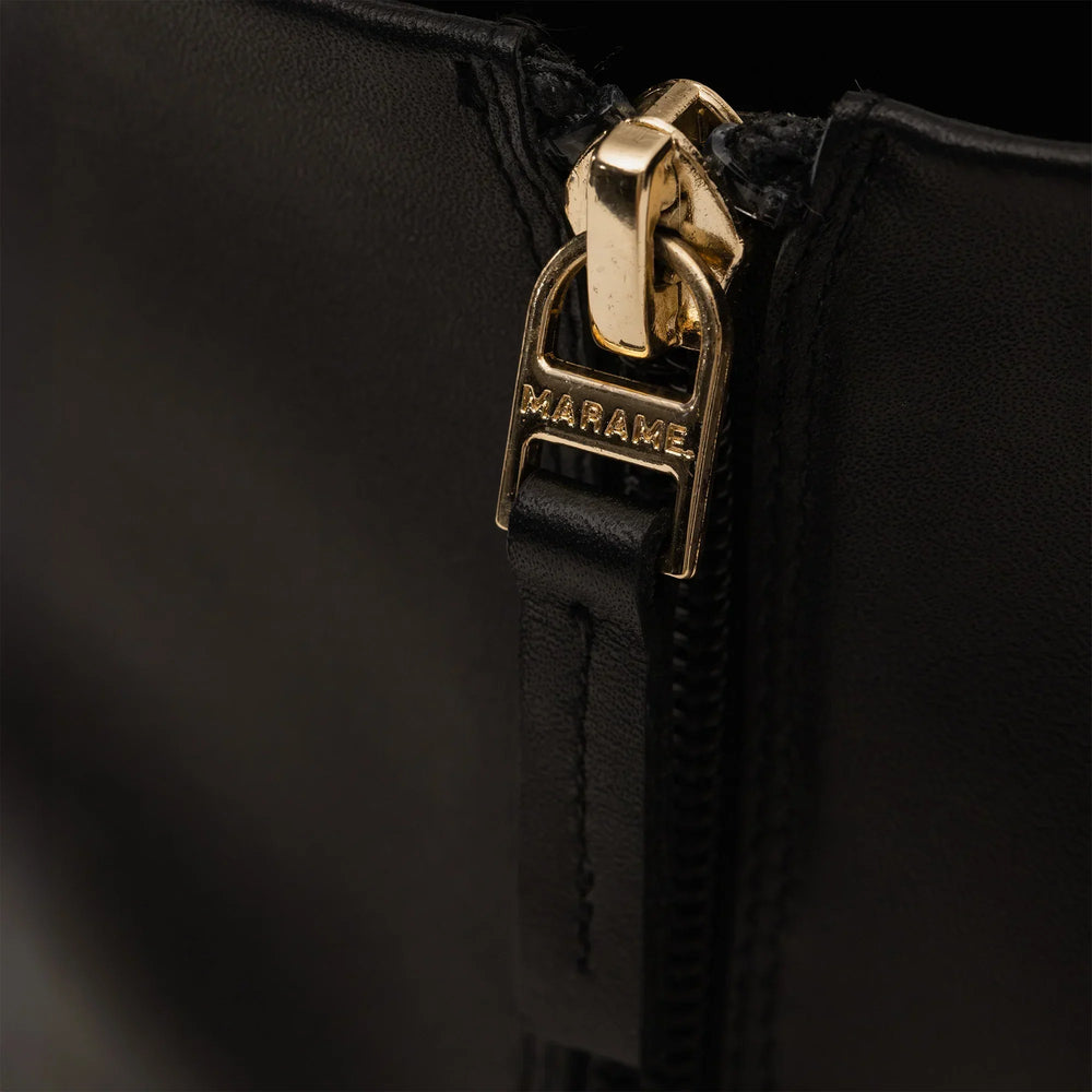 Marame Leather Knee-High Boots in Black, detail.