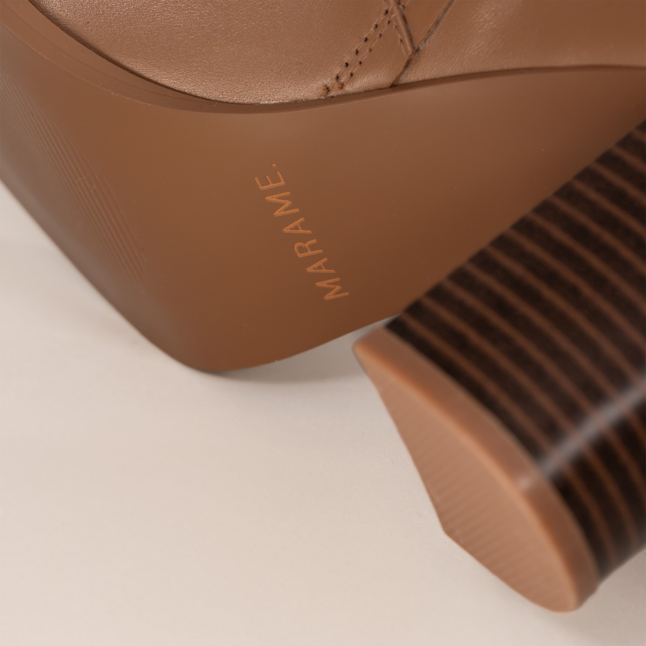 Marame Leather Knee-High Boots in Brown, closeup