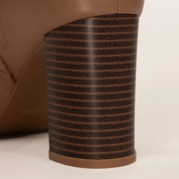 Marame Leather Knee-High Boots in Brown, detail.