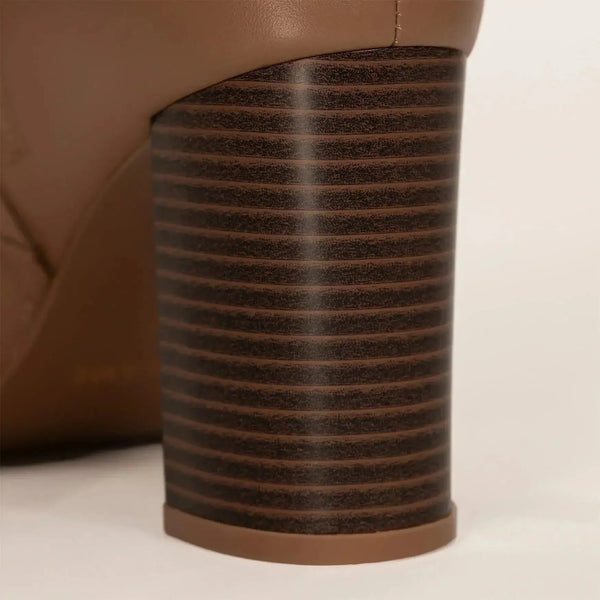 Marame Leather Knee-High Boots in Brown, detail. |brown