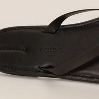 Marame Leather Flip Flops in Black, detail. |black